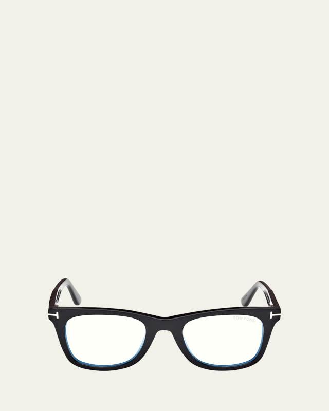 Blue Blocking Acetate Square Glasses With Clip-On Sun Lenses